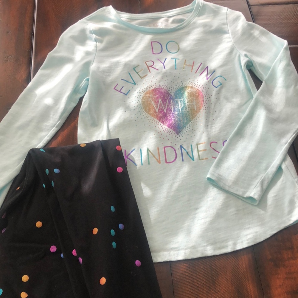 Kindness outfit, leggings, long sleeve T shirt